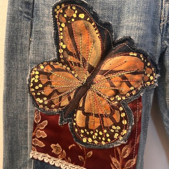 Free People Levi's RIALTO Jean Project The Evie Patchwork Butterfly Jean NEW 26 - Picture 6 of 16